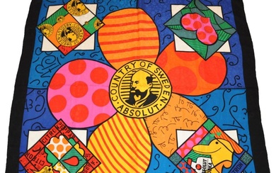 Romero Britto (1963) - Absolut Vodka Britto scarf XL beautiful colours -> Mother'sDay Art / Gift