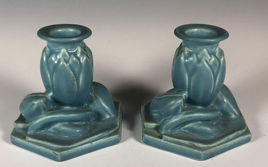Rookwood Pottery Lotus Flower Candle Holders