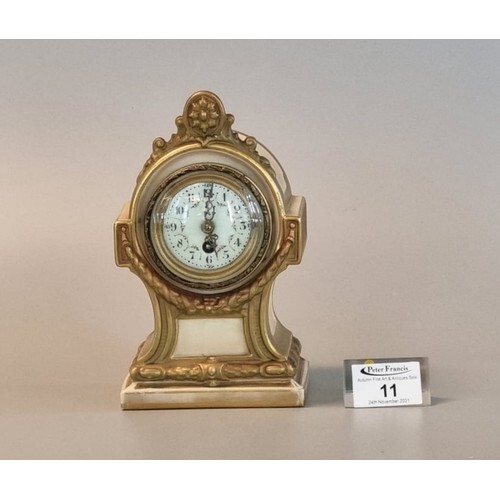 Royal Worcester blush ivory cased single train mantel clock ...