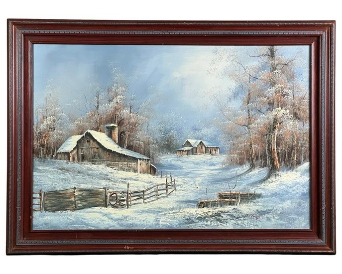 Rozarie- Winter Country Scene Oil Painting