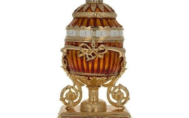 Russian Enamel Gilt Trinket Jewel Box Egg