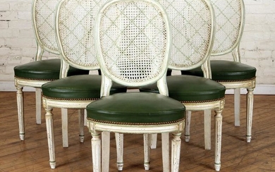 SET 6 LOUIS XVI STYLE CANED BACK DINING CHAIRS