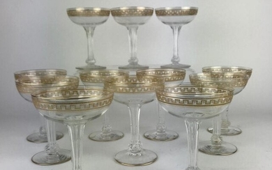 SET OF 12 ST LOUIS GILT CHAMPAGNE GLASSES