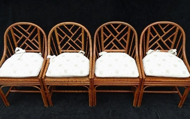 SET OF 4 CANED BAMBOO CHAIRS 3" X 20" X 17"
