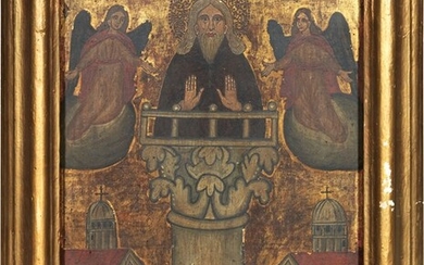 Santo Eremita tra due Angeli, Scuola cretese del XV secolo