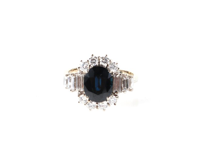 Saphir Brillant/Diamant Damenring