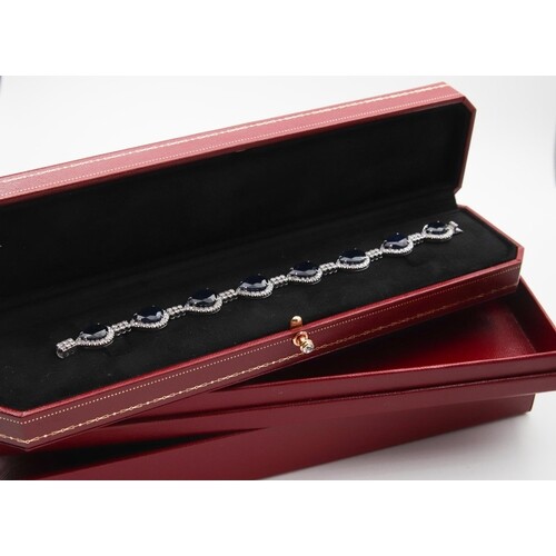 Sapphire and Diamond Ladies Bracelet Mounted on 18 Carat Whi...