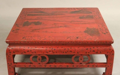 Scarlet Lacquered Low Table