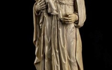 Sculpture en ivoire sculpté représentant Saint Joseph et l'Enfant - probablement Allemagne, dernier quart du...