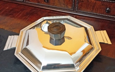 Serving dish (1) - Plat de service octogonal Art Déco 1930 en métal argenté - Silver-plated