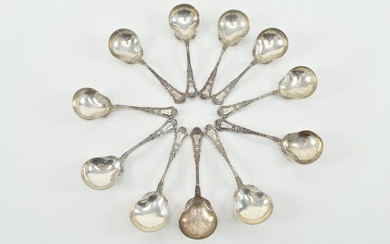 Set of Gorham sterling silver dessert spoons.