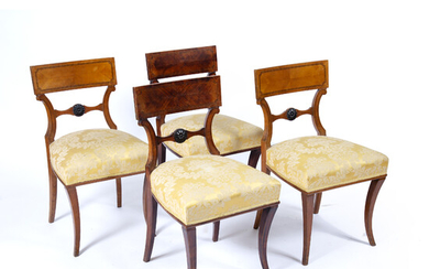 Set of four Viennese satin birch chairs