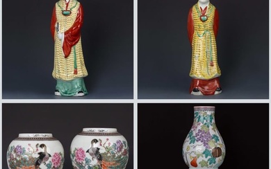 Set of porcelain figures, vases and candlesticks