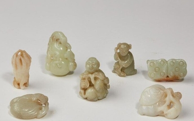 Seven Chinese jade and hardstone carvings
