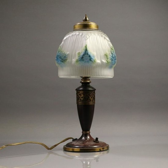 Signed Pairpoint Base Boudoir Lamp Glass Puffy Shade