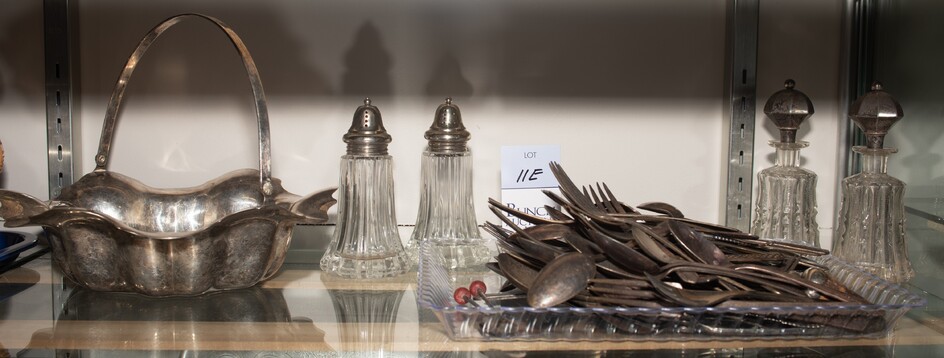 Silverplate Flatware, Shakers and Scent Bottles