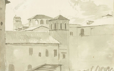 Simon-Joseph-Alexandre-Clément Denis, Flemish 1755-1812- View of the roofs of an...