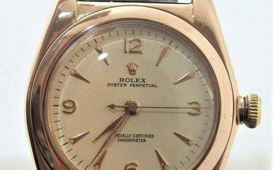 Solid 14k Rose Gold ROLEX Bubble Back Automatic Watch