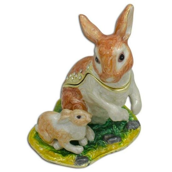 Spring Rabbits, Bunny Family Trinket Jewel Box