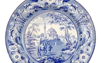 Staffordshire - Plate (1) - Blue and white transferware Tchiurluk Ottoman pattern dinner plate - Ceramic, Earthenware, Porcelain