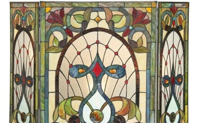 Stained Art Glass Fireplace Screen
