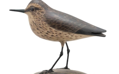 A. ELMER CROWELL LIFE-SIZE SANDPIPER MANTEL CARVING East...
