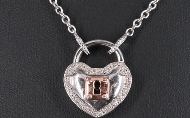 Sterling Diamond Multicolored Heart Padlock Necklace