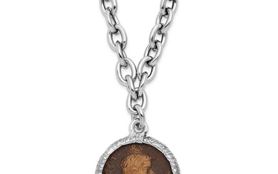 Sterling Silver RP Bronze Roman Coin Necklace