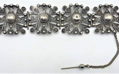 Sterling Silver Wide 4 Panel Link Cuff Bracelet