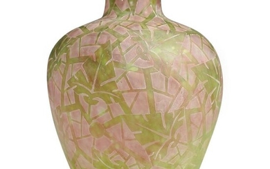 Steuben Cluthra Green Glass "Boothbay" Pattern Vase