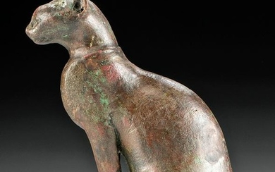 Stunning Egyptian Late Dynastic Bronze Figure of Cat
