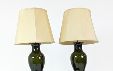 TABLE LAMPS, a pair, 84cm H, glazed ceramic, with shades. (2...