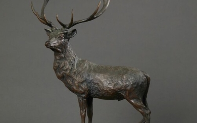 'THE STAG' A BRONZE BY RICK LEWIS A.R.A, M.B.E