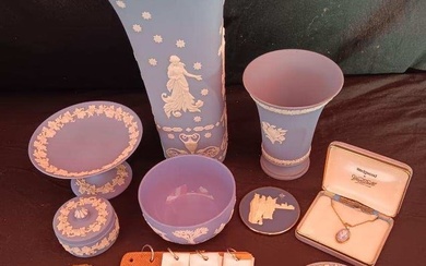 Ten Pieces of Wedgwood Blue Jasperware Porcelain