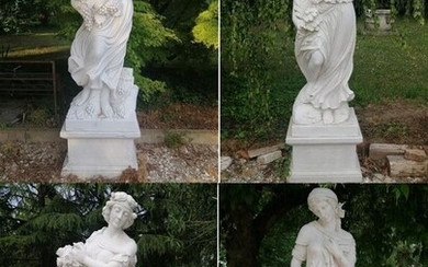 The 4 Seasons - Sculptures with base - H 223 cm - White marble - 21st century