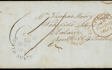 The Toulmin Packet Service U.K. to Australia Voyage 42 1847 (10 June) entire from London to Ade...