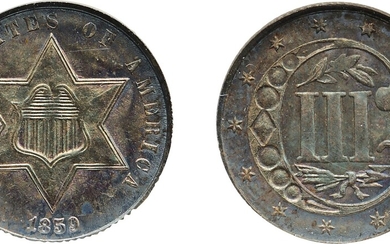 Three-Cent Piece, Silver, 1859, NGC MS 65 CAC