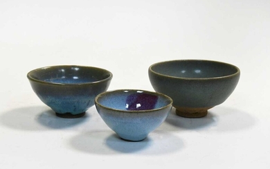 Three Chinese Junyao bowls, Song/Yuan Dynasty or later