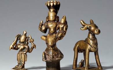 Three Deccani brass figures. Central India. 16th/19th century