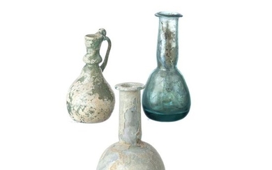 Three Roman glass unguentarium