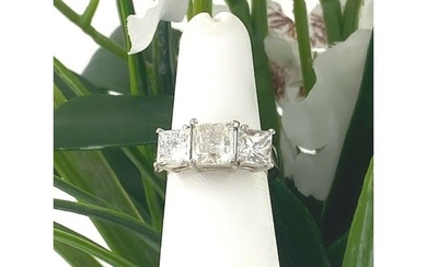 Three-Stone Princess Diamond 3.92 Tcw Clarity Enhanced Engagement Ring 14kt WG