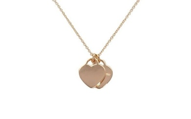 Tiffany Return Toe Double Heart Mini K18PG Pink Gold Necklace