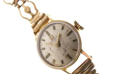 Tissot - Lady's 18ct wristwatch, silvered dial with baton...
