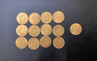 Treize pièces en or de 10 francs - 41.71... - Lot 11 - A.Blanchy | E.Lacombe - Bordeaux Chartrons - Bordeaux Enchères
