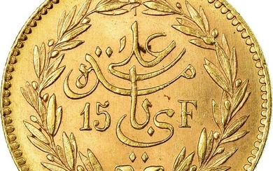 Tunisia - 25 Piastres, 15 Francs 1891 - Gold