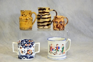 Two 19th Century Staffordshire Cups and Yellowware