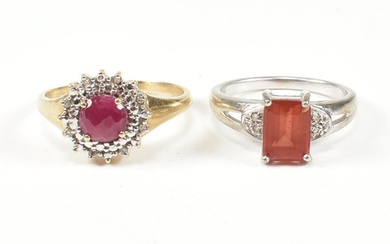 Two 9ct gold and gem set dress rings. The rings to include a...