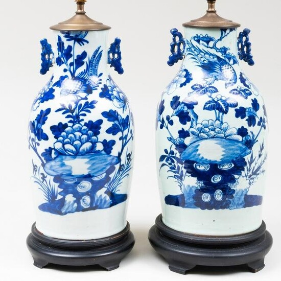 Two Chinese Blue and White Porcelain Vases Mounted as