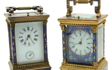 Two Chinese Export CloisonnÃˆ Carriage Clocks with