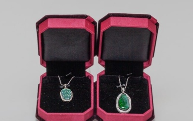 Two Chinese Export Jade Jadeite Pendants